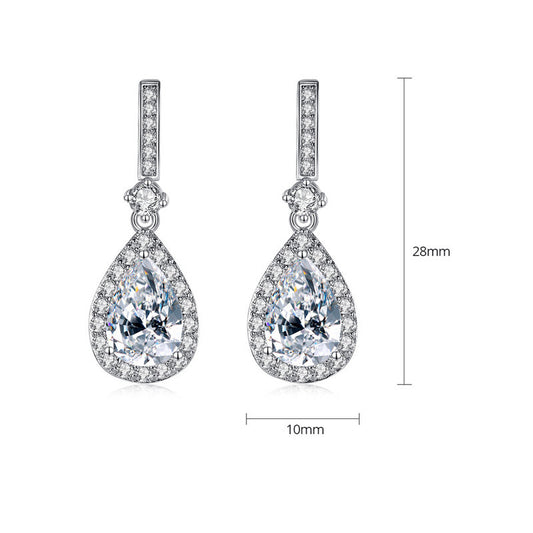 Stud Earrings Fashion Korean Style Simple Natural Water Drop Pendant Zircon-Jewearrings