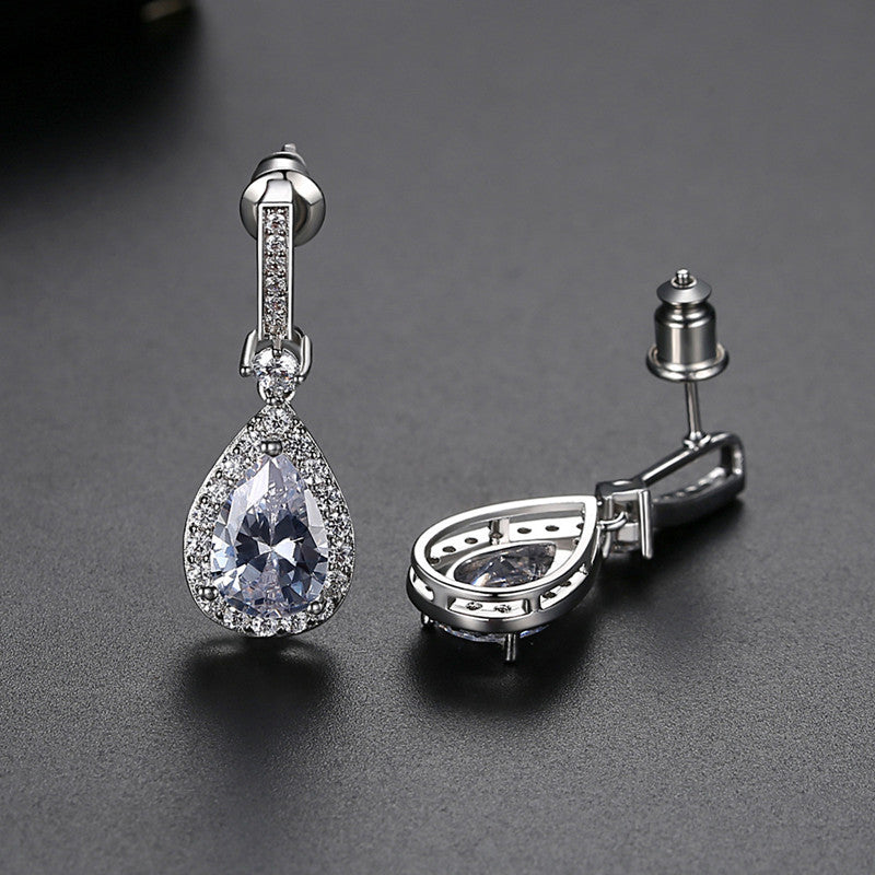 Stud Earrings Fashion Korean Style Simple Natural Water Drop Pendant Zircon-Jewearrings