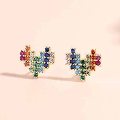 Sterling silver rainbow love earrings for women-Jewearrings