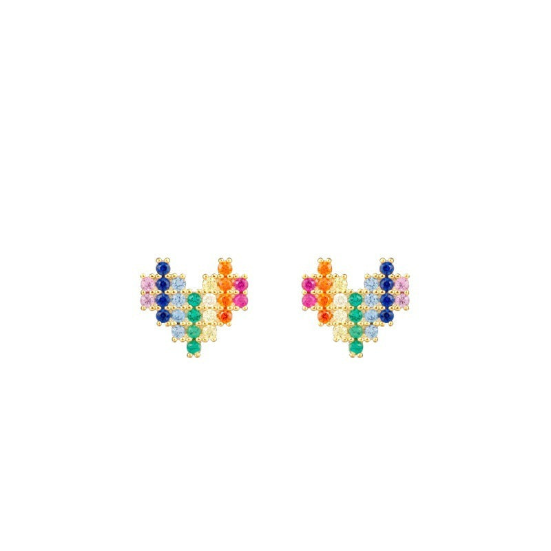 Sterling silver rainbow love earrings for women-Jewearrings