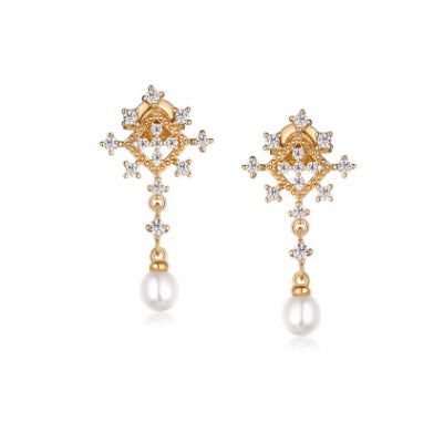 Natural Pearl Ear Line Female Wild Elegant Retro Earrings-Jewearrings