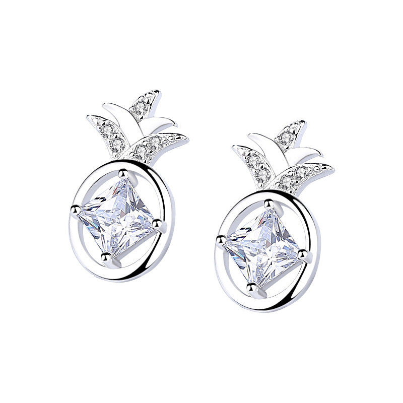 S925 Silver Pineapple Earrings Female Small Fresh Ear Jewelry-Jewearrings