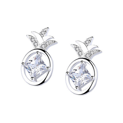 S925 Silver Pineapple Earrings Female Small Fresh Ear Jewelry-Jewearrings