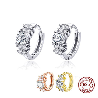 Fashion Three-Color Sterling Silver Zircon Earrings-Jewearrings