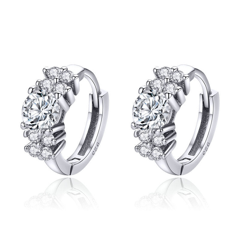 Fashion Three-Color Sterling Silver Zircon Earrings-Jewearrings