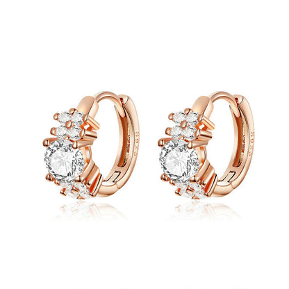 Fashion Three-Color Sterling Silver Zircon Earrings-Jewearrings