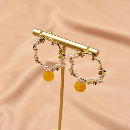 Topaz Earrings Simple And Versatile Natural Pearl Earrings-Jewearrings