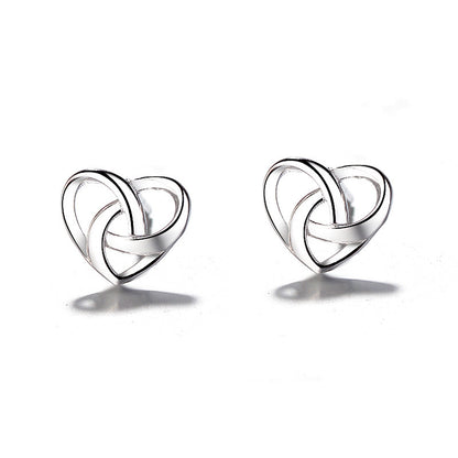 S925 Sterling Silver Heart-shaped Hollow Earrings-Jewearrings