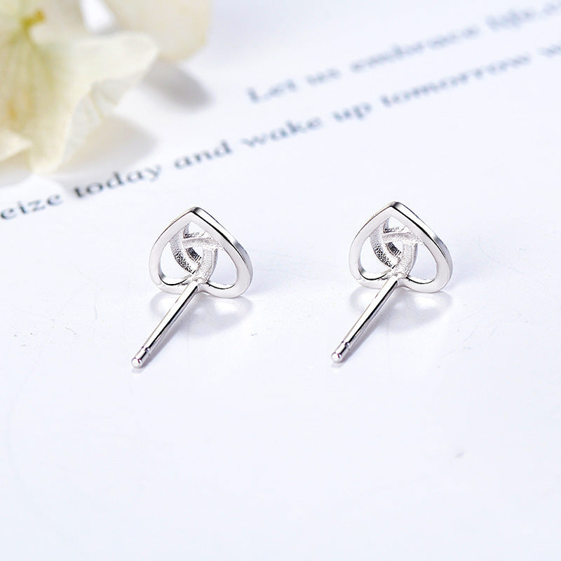 S925 Sterling Silver Heart-shaped Hollow Earrings-Jewearrings