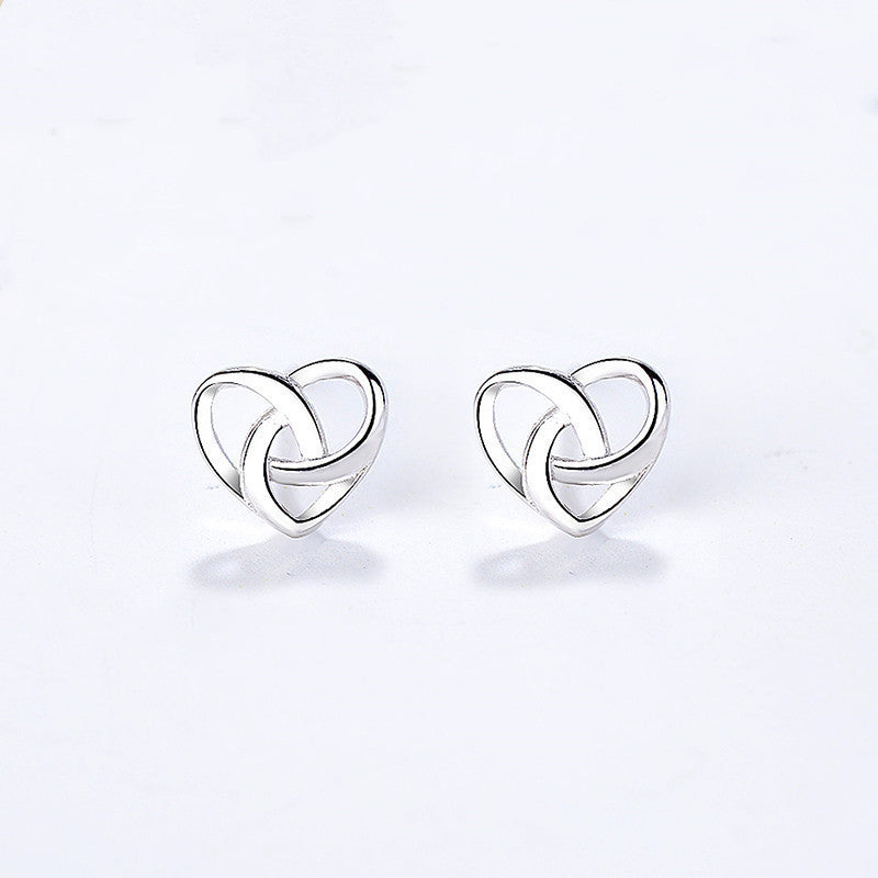 S925 Sterling Silver Heart-shaped Hollow Earrings-Jewearrings