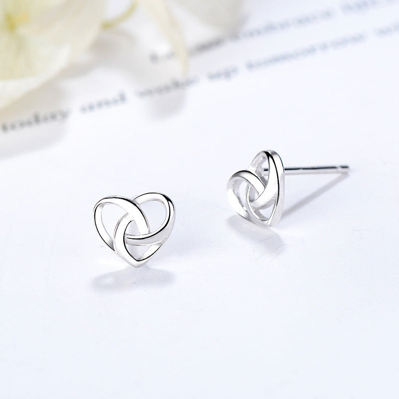 S925 Sterling Silver Heart-shaped Hollow Earrings-Jewearrings