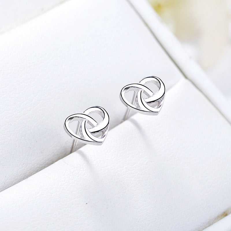 S925 Sterling Silver Heart-shaped Hollow Earrings-Jewearrings