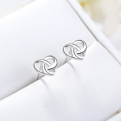 S925 Sterling Silver Heart-shaped Hollow Earrings-Jewearrings