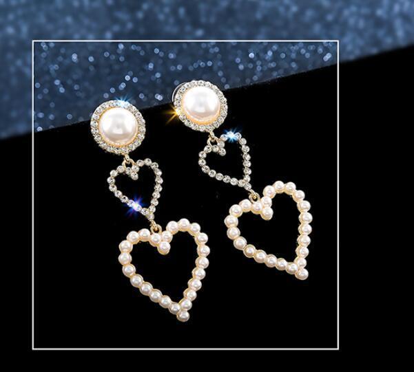 Pearl Rhinestone Drop Earrings-Jewearrings