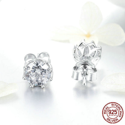 3A Zircon Glitter S925 Sterling Silver Stud Earrings-Jewearrings