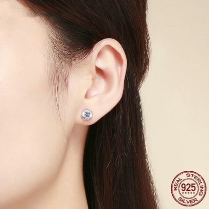 3A Zircon Glitter S925 Sterling Silver Stud Earrings-Jewearrings