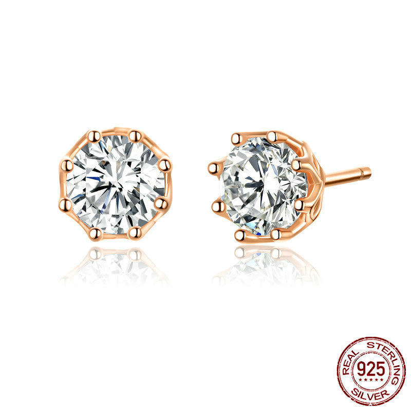 3A Zircon Glitter S925 Sterling Silver Stud Earrings-Jewearrings