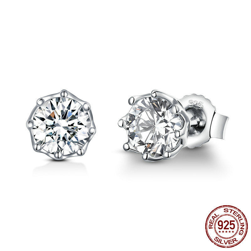 3A Zircon Glitter S925 Sterling Silver Stud Earrings-Jewearrings