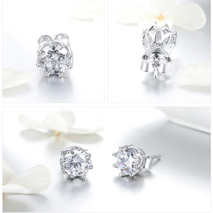 3A Zircon Glitter S925 Sterling Silver Stud Earrings-Jewearrings