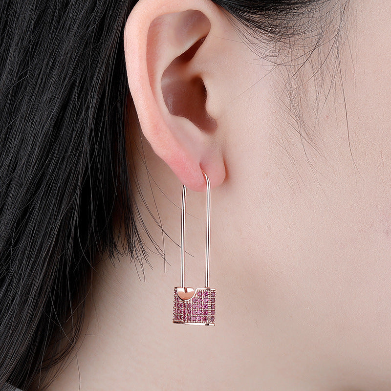 Zircon Plated Real Gold Hip Hop Earrings Fashion Jewelry-Jewearrings