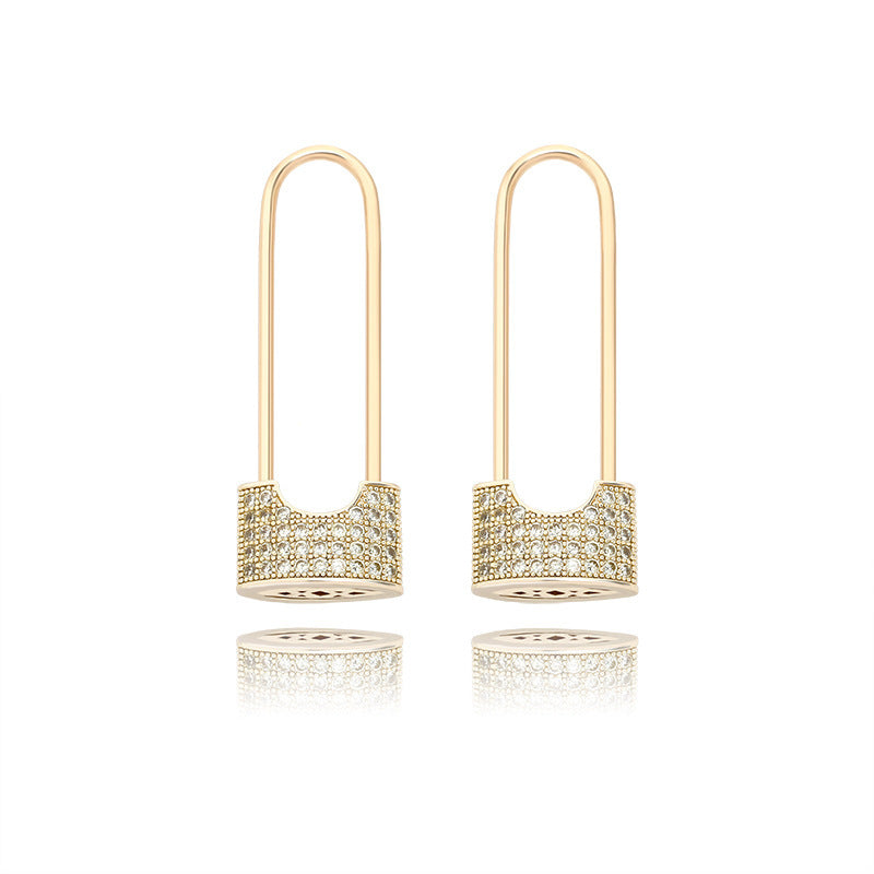 Zircon Plated Real Gold Hip Hop Earrings Fashion Jewelry-Jewearrings