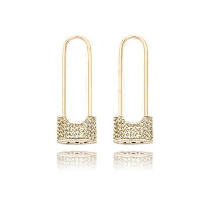 Zircon Plated Real Gold Hip Hop Earrings Fashion Jewelry-Jewearrings