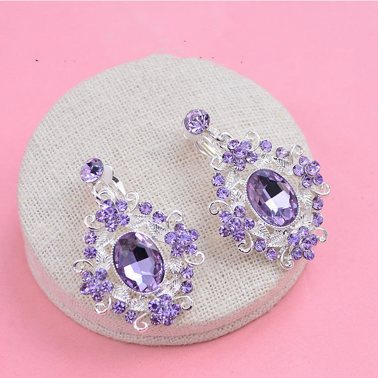 Vintage Crown Earrings Set Hair Accessories Bride Hair Hoop Korean Crown-Jewearrings