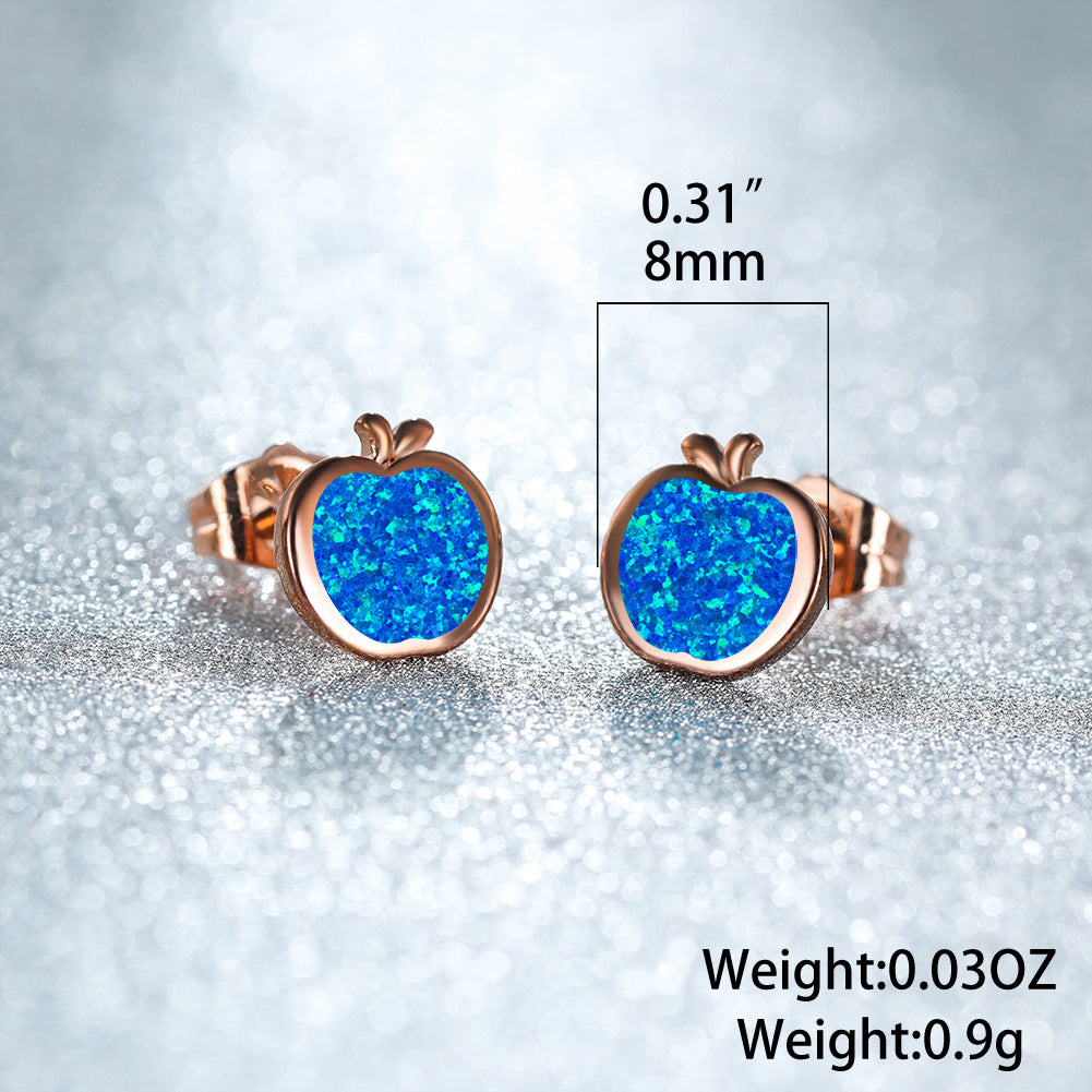 Opal Apple Stud Earrings European And American Style Fashion-Jewearrings