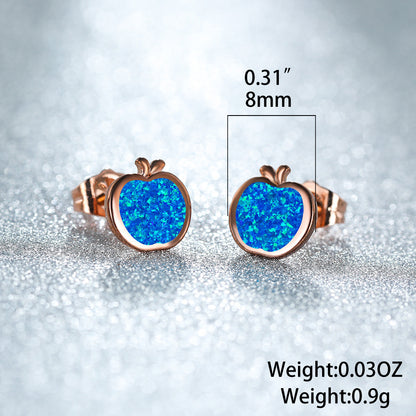 Opal Apple Stud Earrings European And American Style Fashion-Jewearrings