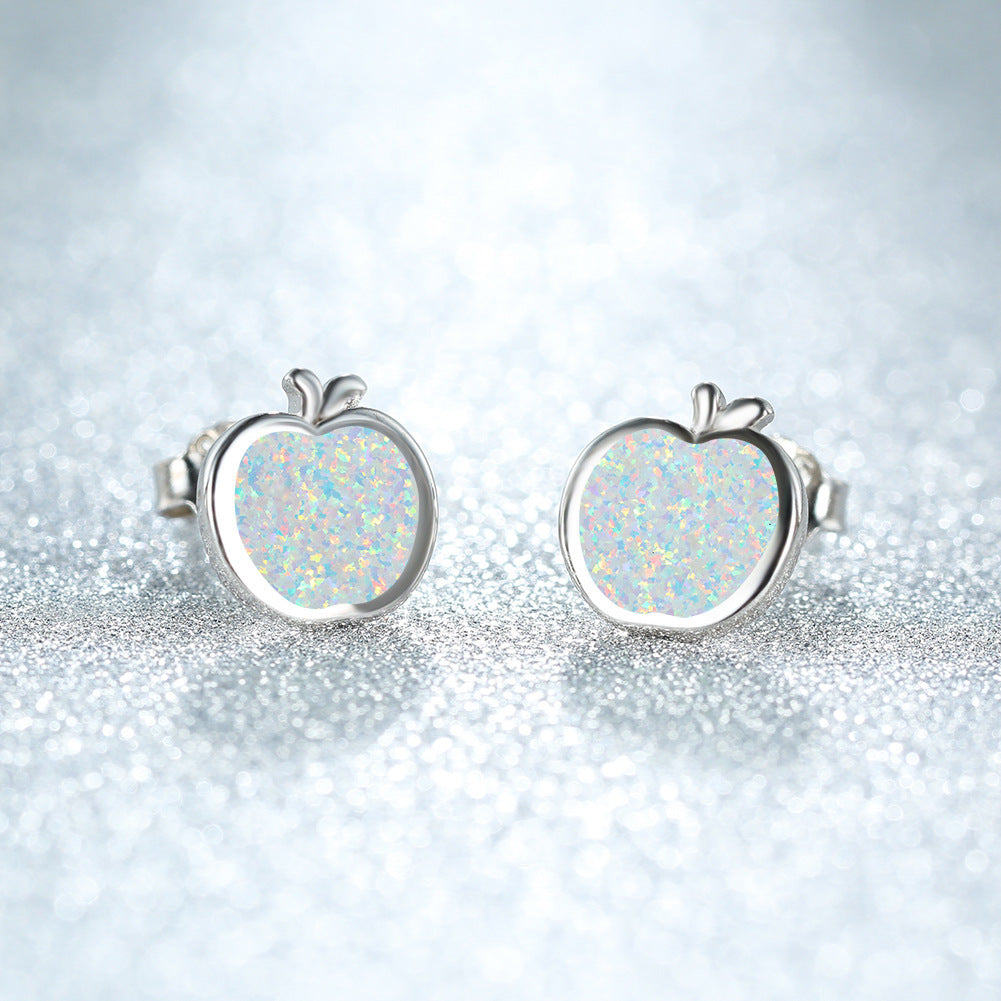 Opal Apple Stud Earrings European And American Style Fashion-Jewearrings