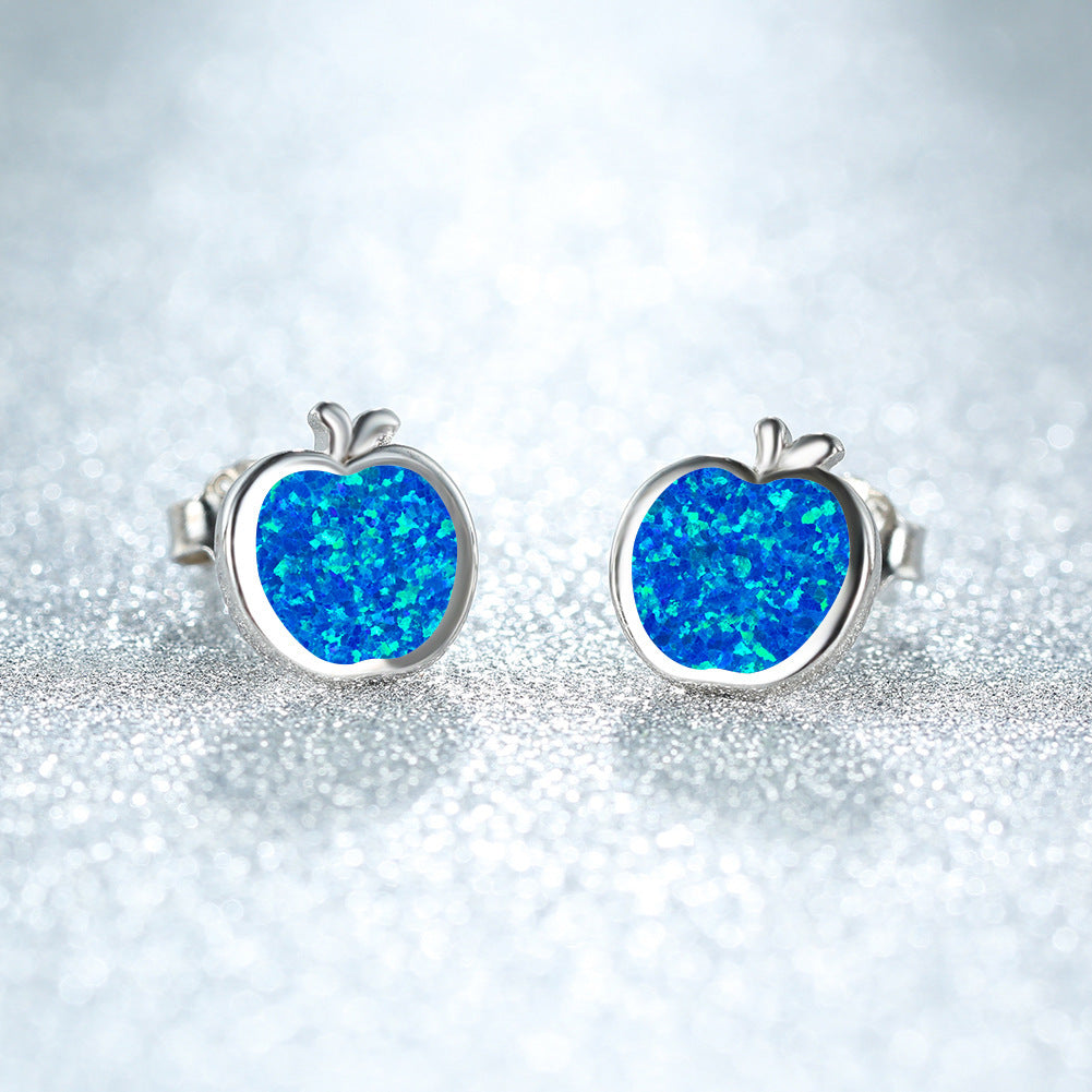 Opal Apple Stud Earrings European And American Style Fashion-Jewearrings