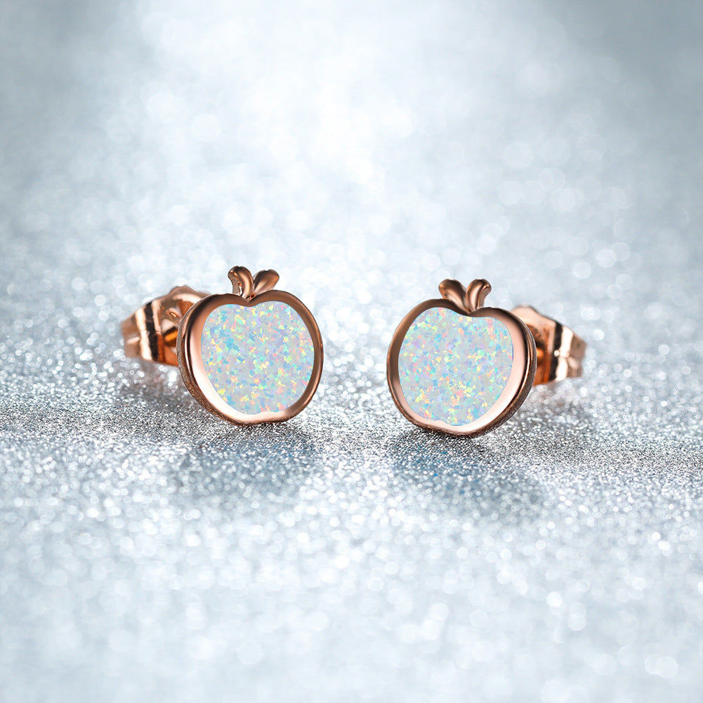 Opal Apple Stud Earrings European And American Style Fashion-Jewearrings