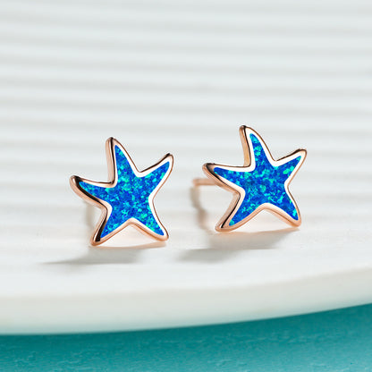 Simple Fresh And Sweet Opal Starfish Earrings-Jewearrings