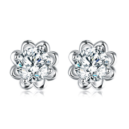 Crystal Zircon Fashion Flower Shaped Opal Women's Earrings-Jewearrings