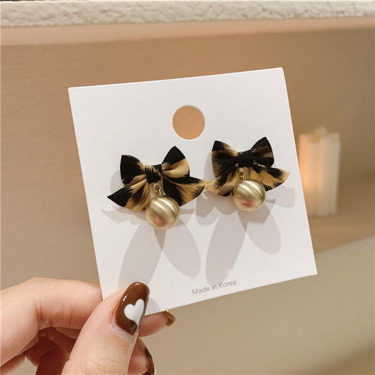 Personalized Small Metal Ball Earrings Bow Pearl-Jewearrings