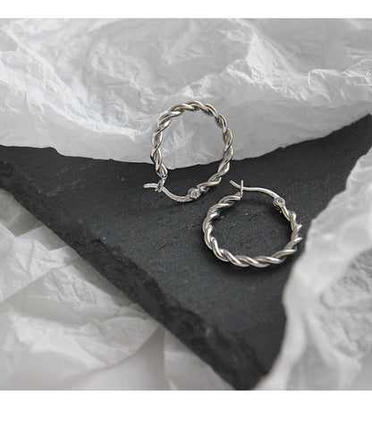 S925 Sterling Silver Handmade Twist Earrings-Jewearrings