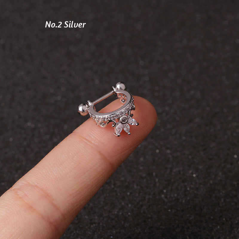 Stainless Steel Screw Earrings Micro-inlaid Ear Clip Zircon-Jewearrings