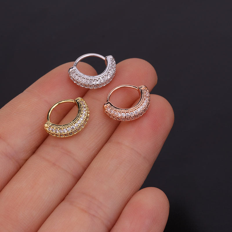 Korean Version Of The New Zircon Earrings Creative Side Drill Personalized Ear Bone Ring Cartilage Earrings-Jewearrings