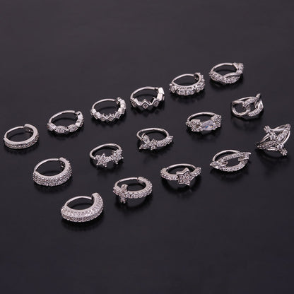 Korean Version Of The New Zircon Earrings Creative Side Drill Personalized Ear Bone Ring Cartilage Earrings-Jewearrings