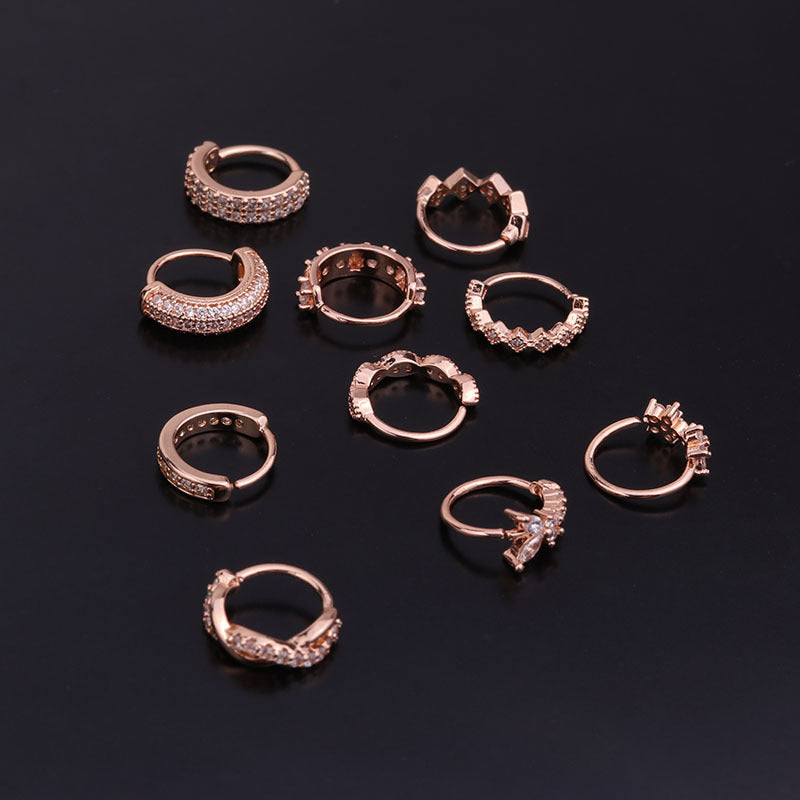 Korean Version Of The New Zircon Earrings Creative Side Drill Personalized Ear Bone Ring Cartilage Earrings-Jewearrings