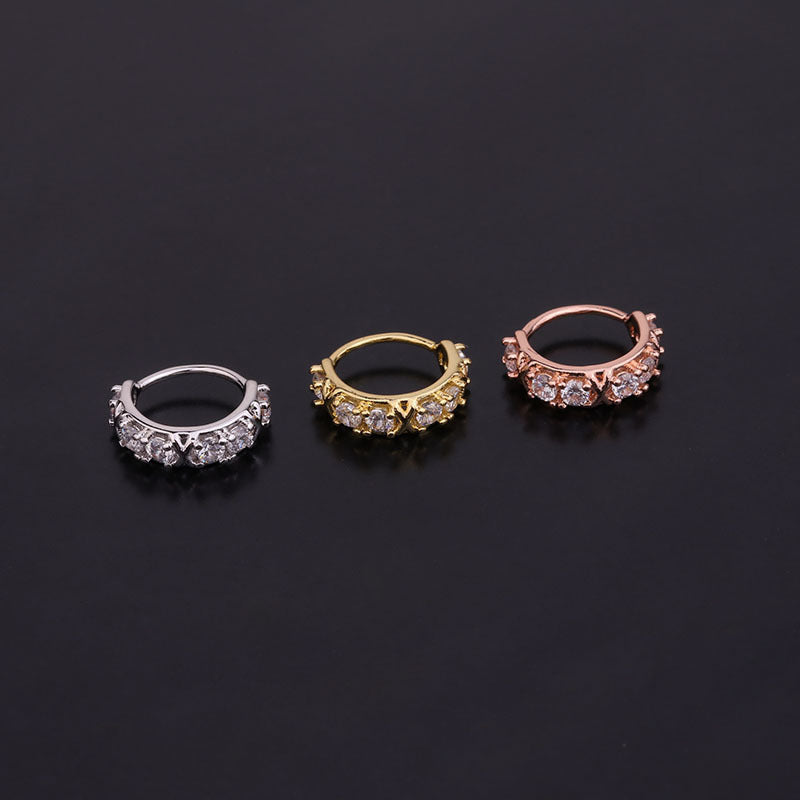 Korean Version Of The New Zircon Earrings Creative Side Drill Personalized Ear Bone Ring Cartilage Earrings-Jewearrings