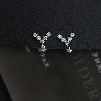 V-Shaped Micro-Set Zircon 925 Sterling Silver Plated 14K Gold Earrings-Jewearrings