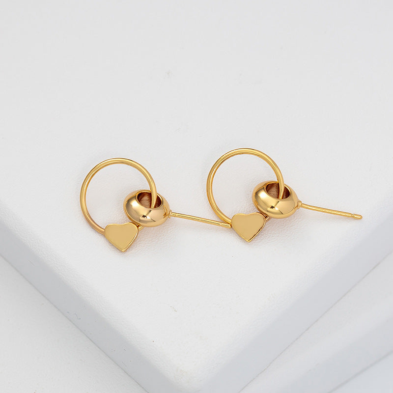 Real Gold-plated Hollow Heart-shaped Stud Earrings-Jewearrings