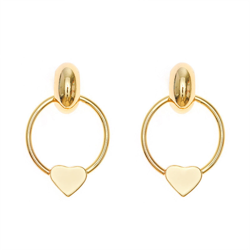 Real Gold-plated Hollow Heart-shaped Stud Earrings-Jewearrings