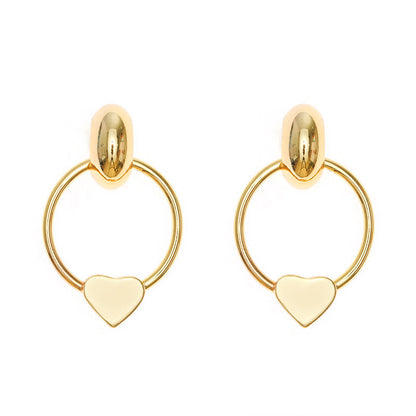 Real Gold-plated Hollow Heart-shaped Stud Earrings-Jewearrings