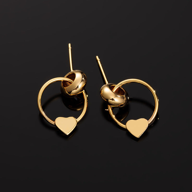 Real Gold-plated Hollow Heart-shaped Stud Earrings-Jewearrings