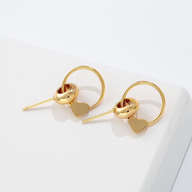 Real Gold-plated Hollow Heart-shaped Stud Earrings-Jewearrings