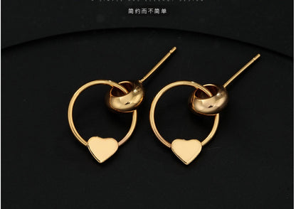 Real Gold-plated Hollow Heart-shaped Stud Earrings-Jewearrings