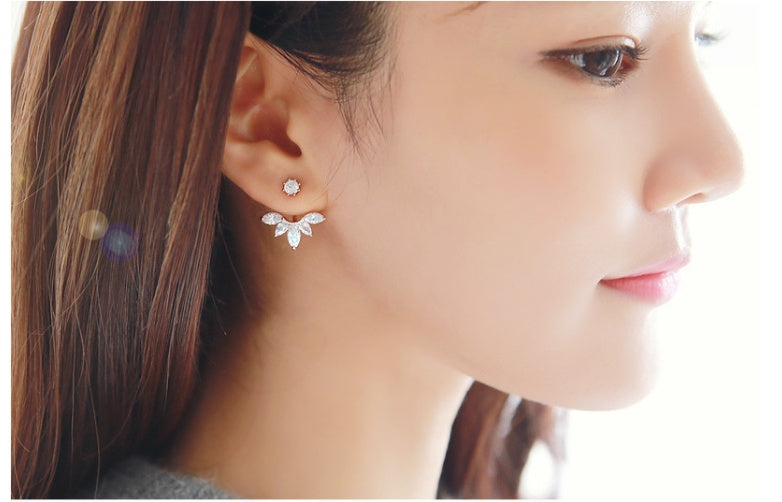 Pure Silver Stud Earrings, Hanging Type Moon, Fashionable And Elegant Temperament-Jewearrings