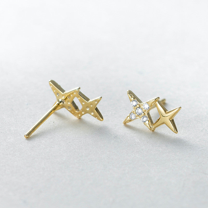 Star Sterling Silver Stud Earrings-Jewearrings